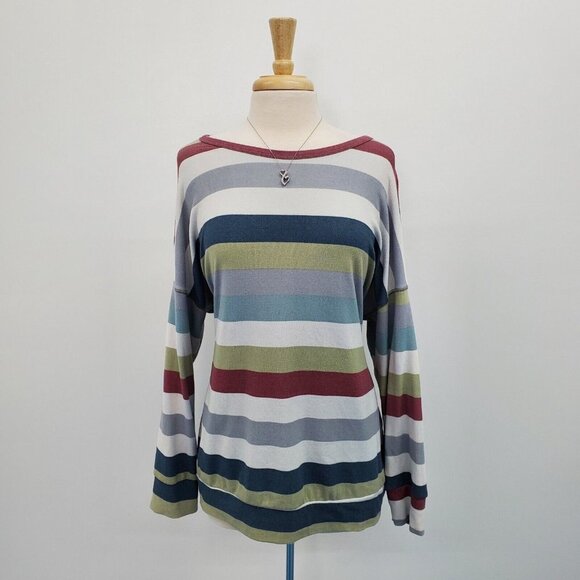 Lime & Chili Womens Multicolor Lightweight Pullover Striped Sweater Size XL - Picture 1 of 13